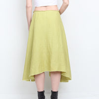 Chartreuse Linen Wrap Skirt L/XL