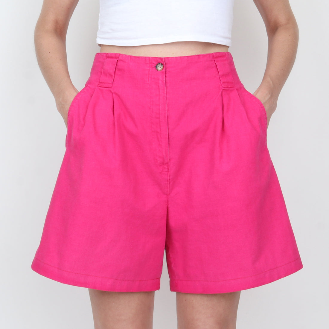 Magenta Linen/Cotton Shorts