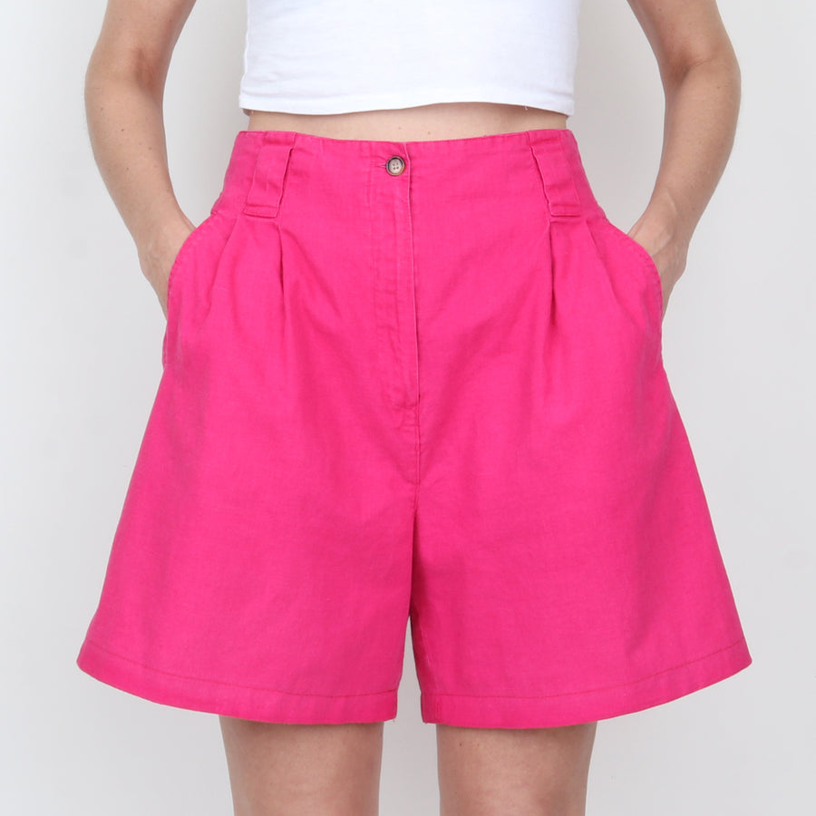Magenta Linen/Cotton Shorts
