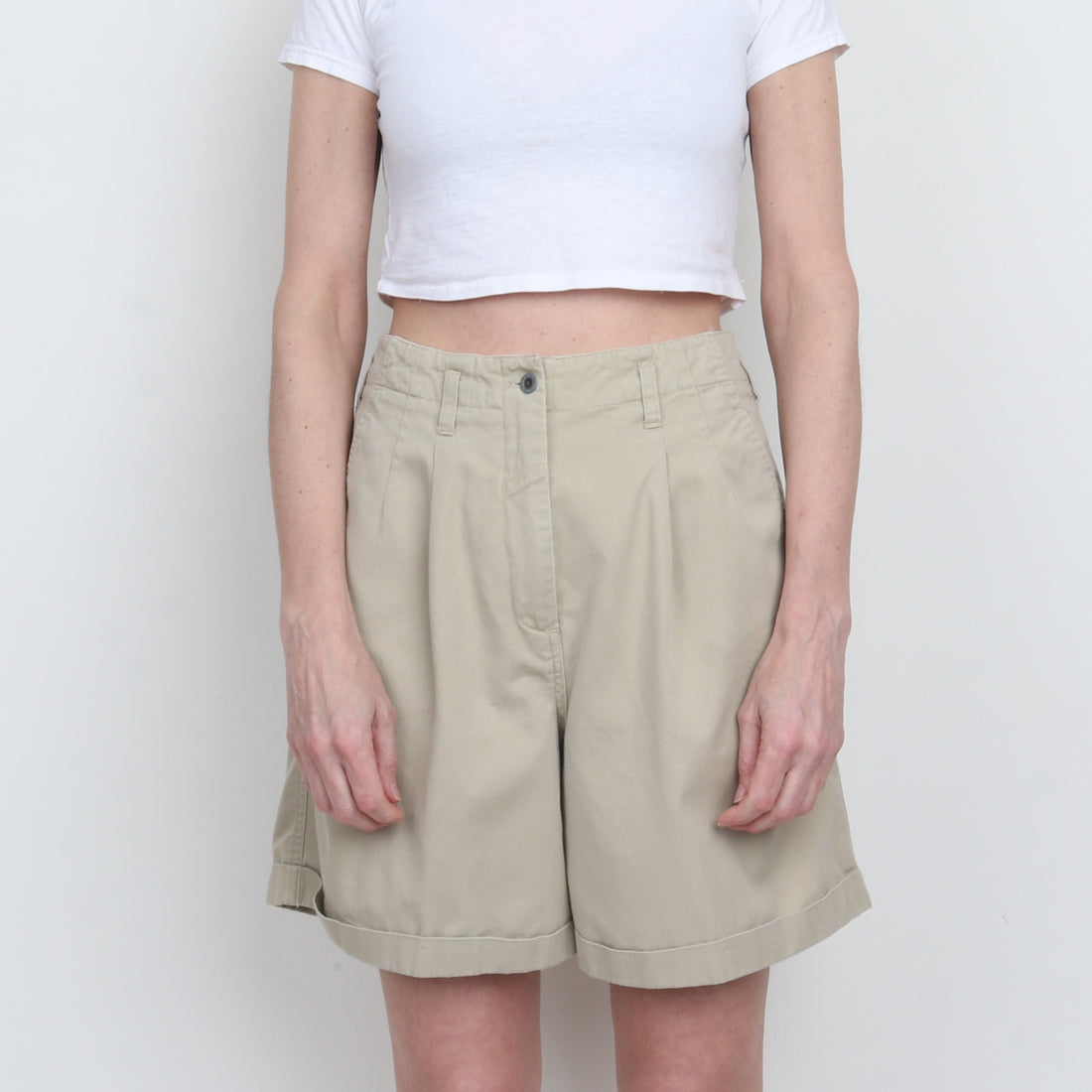 90s Pleated Cotton Shorts