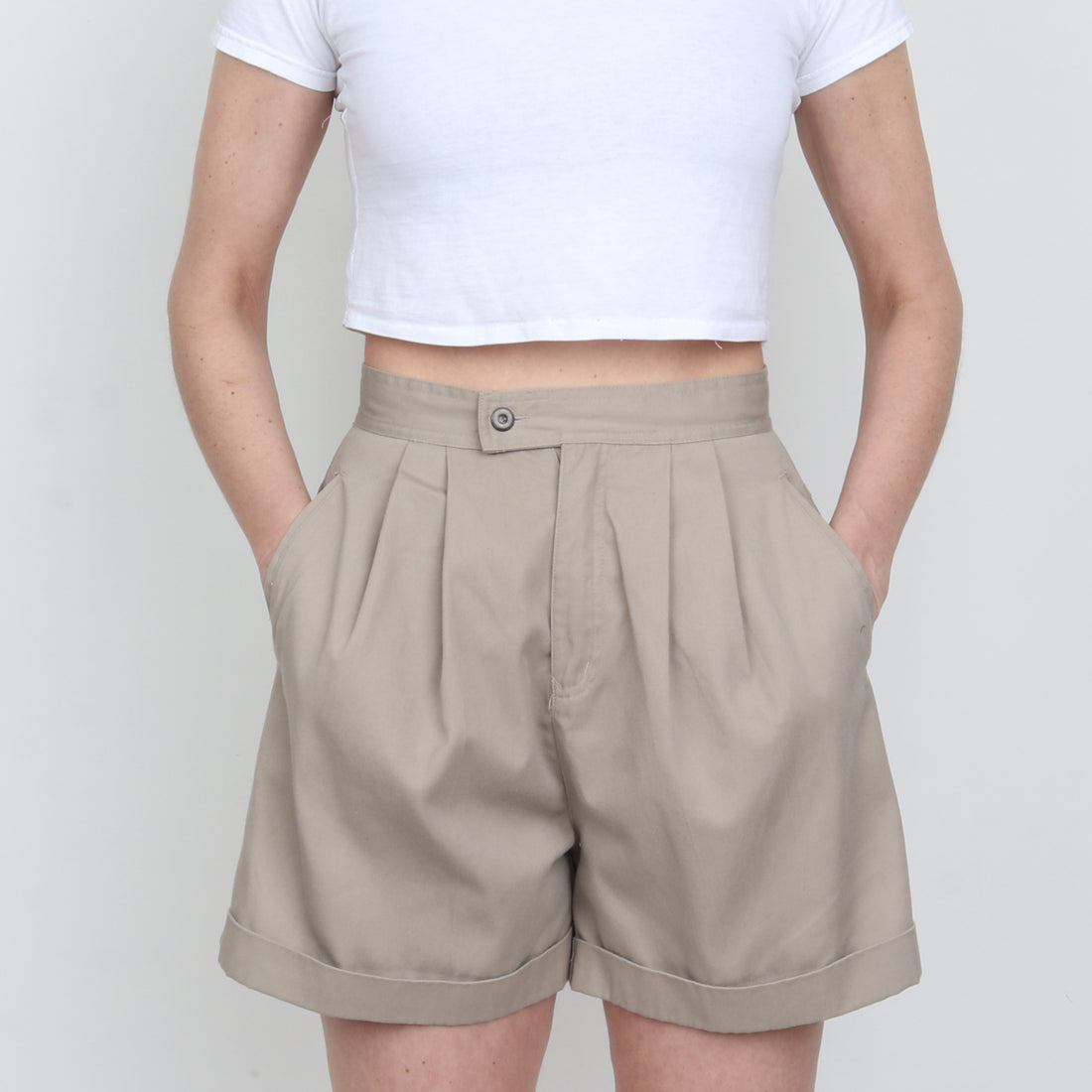 Pleated Khaki Shorts