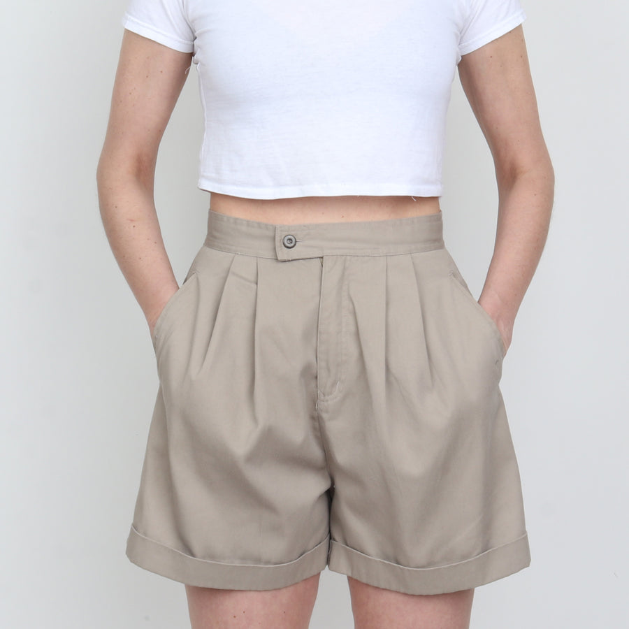 Pleated Khaki Shorts