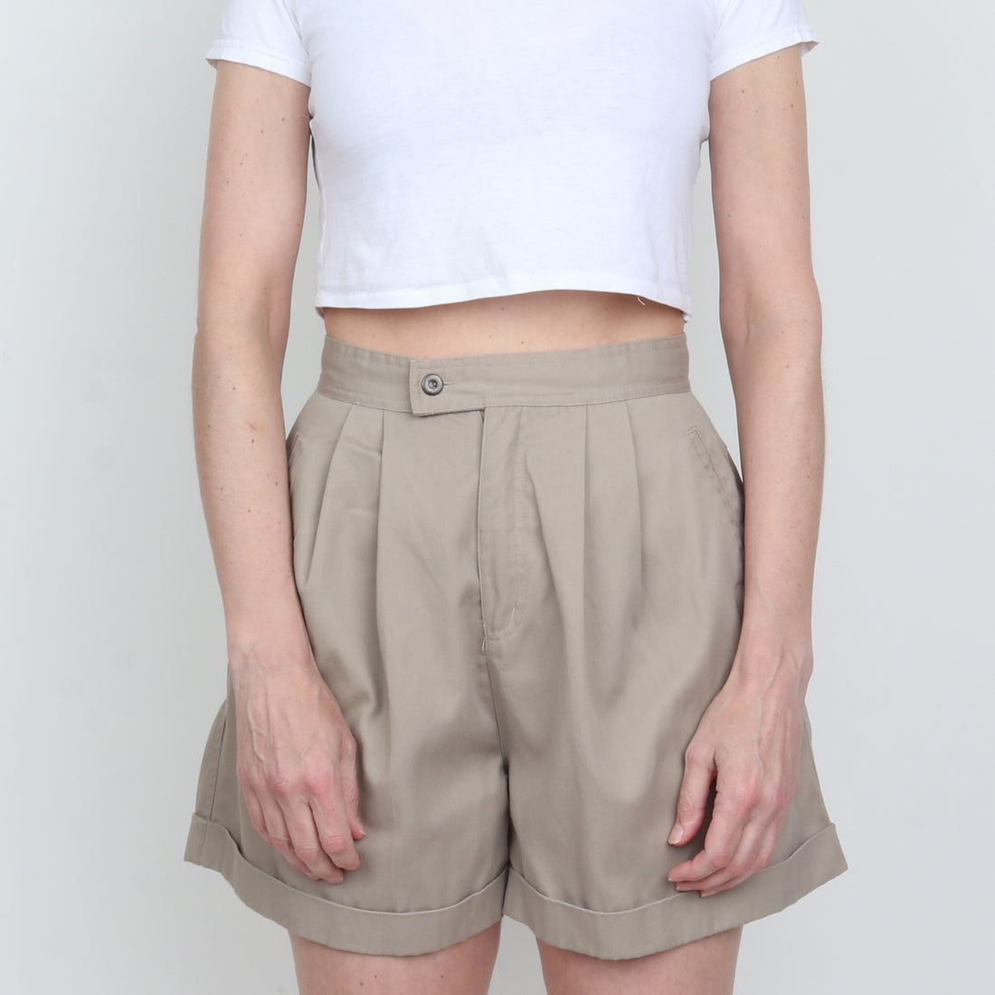 Pleated Khaki Shorts