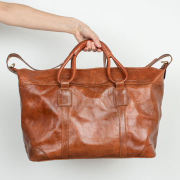 Cognac Leather Travel Bag
