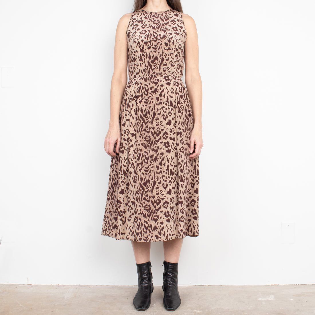 Silk Leopard Print Midi Dress
