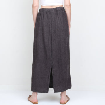 Linen Houndstooth Maxi Skirt
