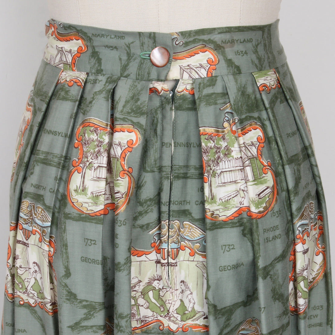 1970s Colonial Print Maxi Skirt S
