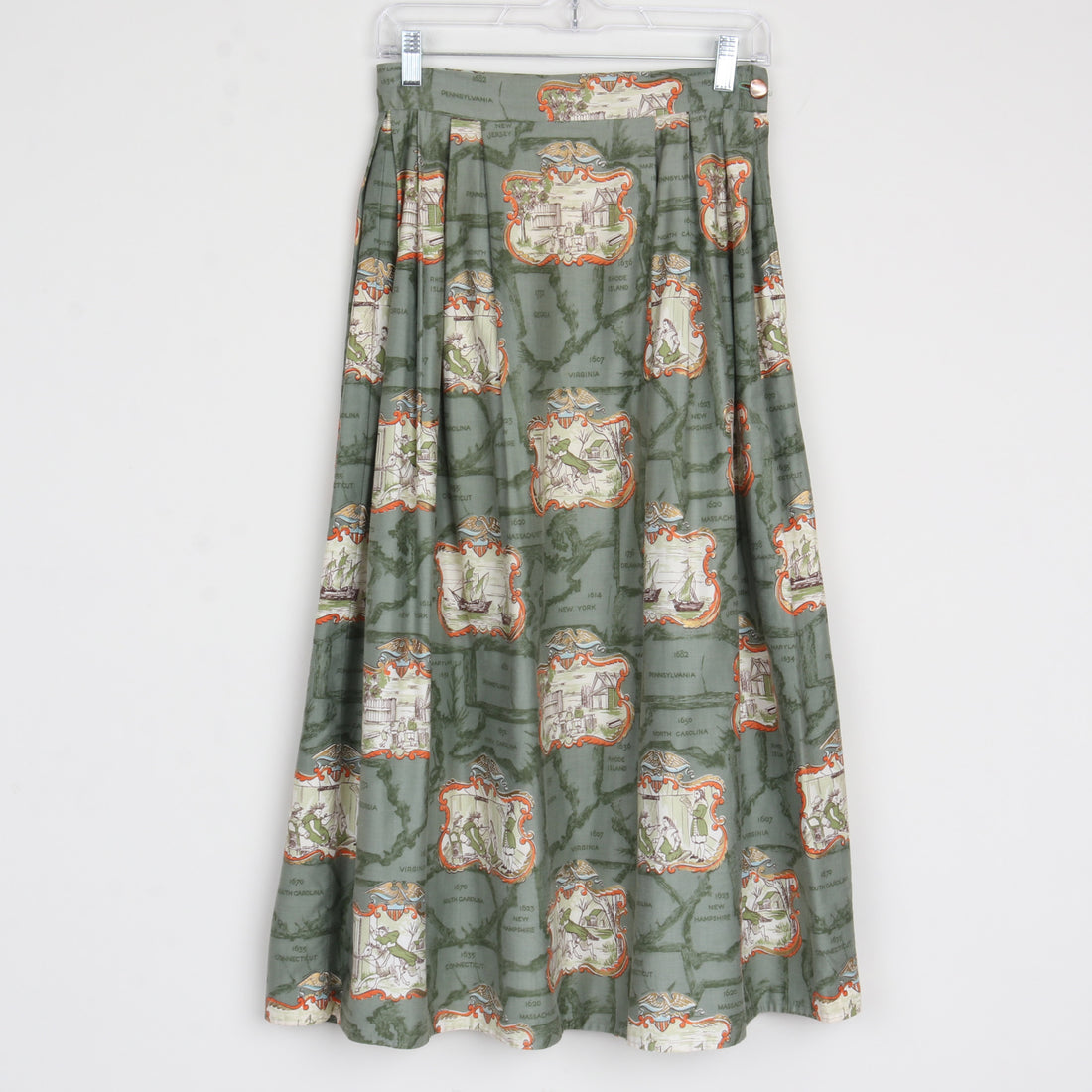 1970s Colonial Print Maxi Skirt S