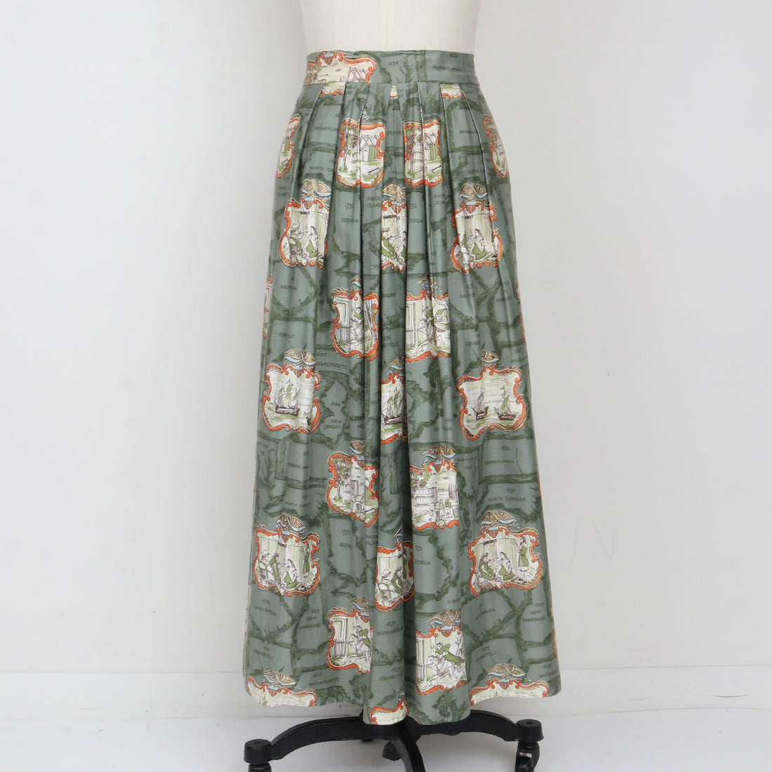 1970s Colonial Print Maxi Skirt S