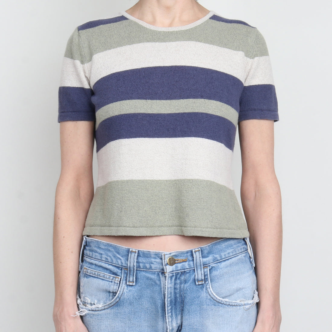 Stripe Silk Knit Top S/M