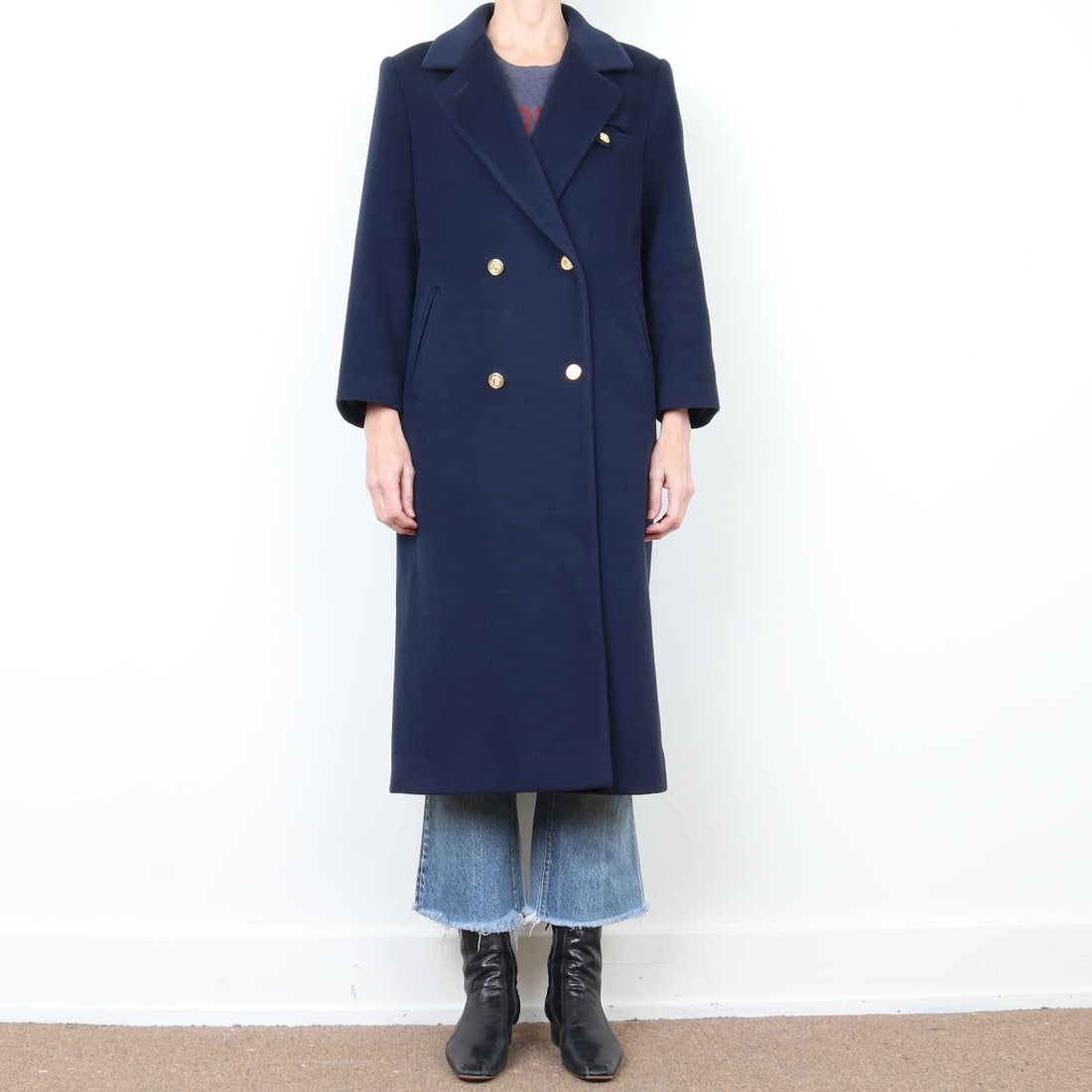 Navy Wool Tailored Coat