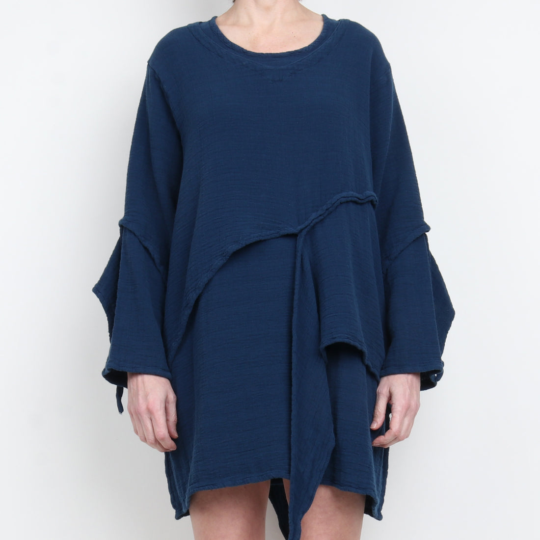 Draped Cotton Mini Dress