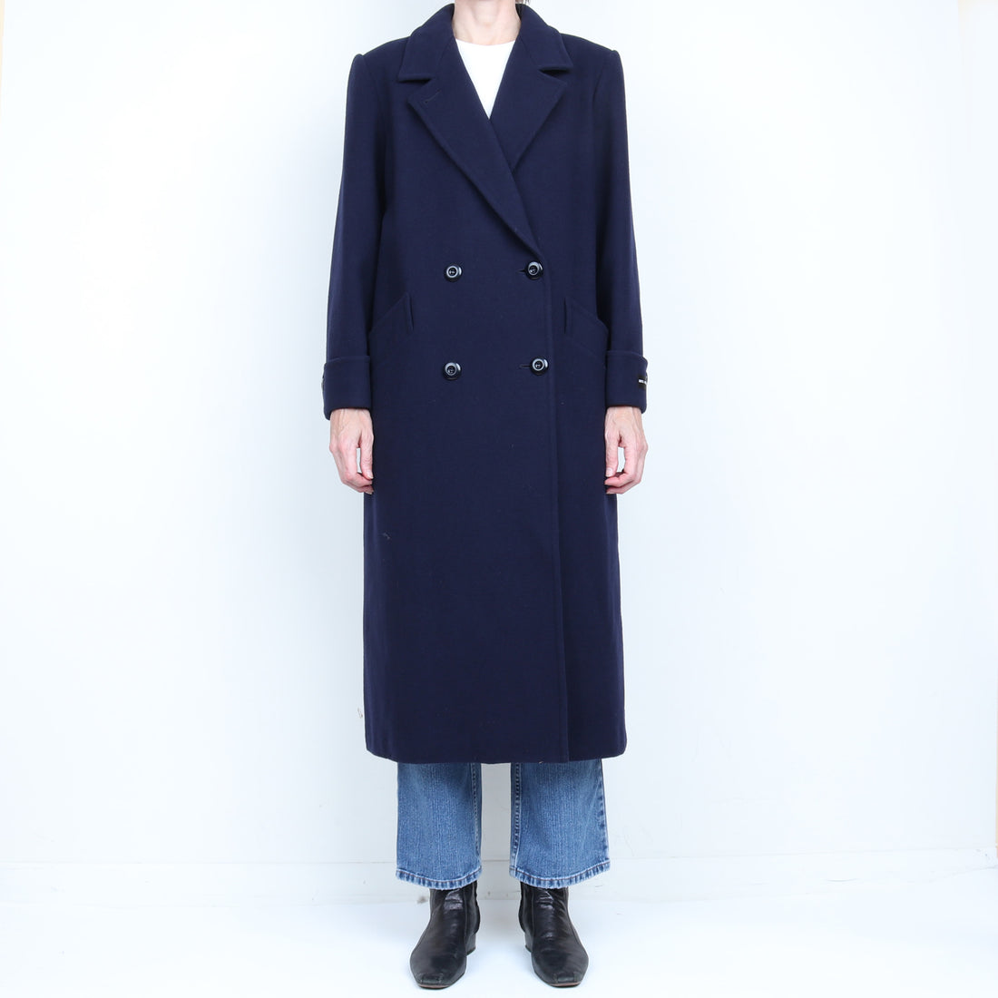 Navy 100% Wool Coat