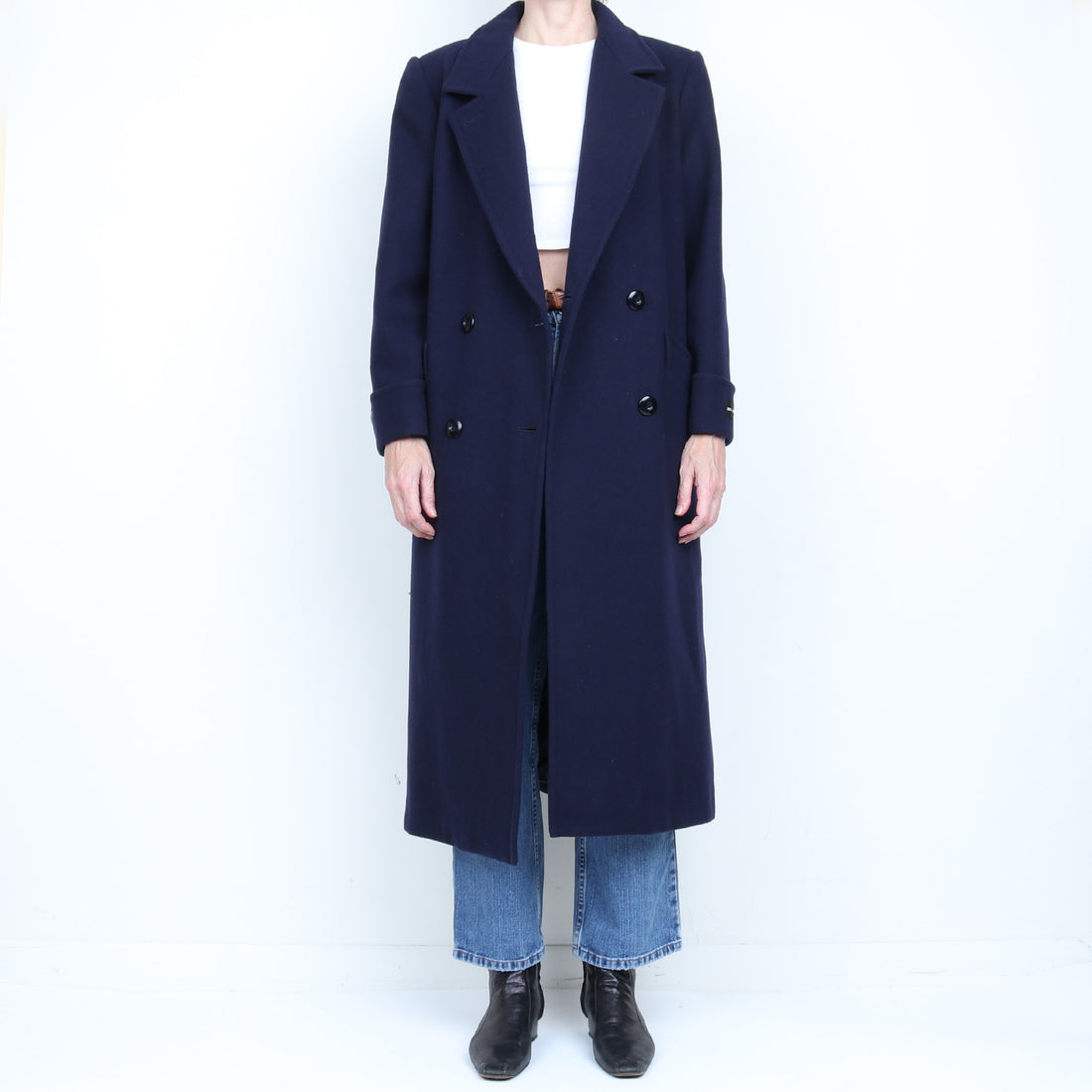 Navy 100% Wool Coat