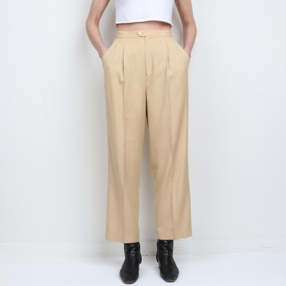 Neutral Pleated Trouser