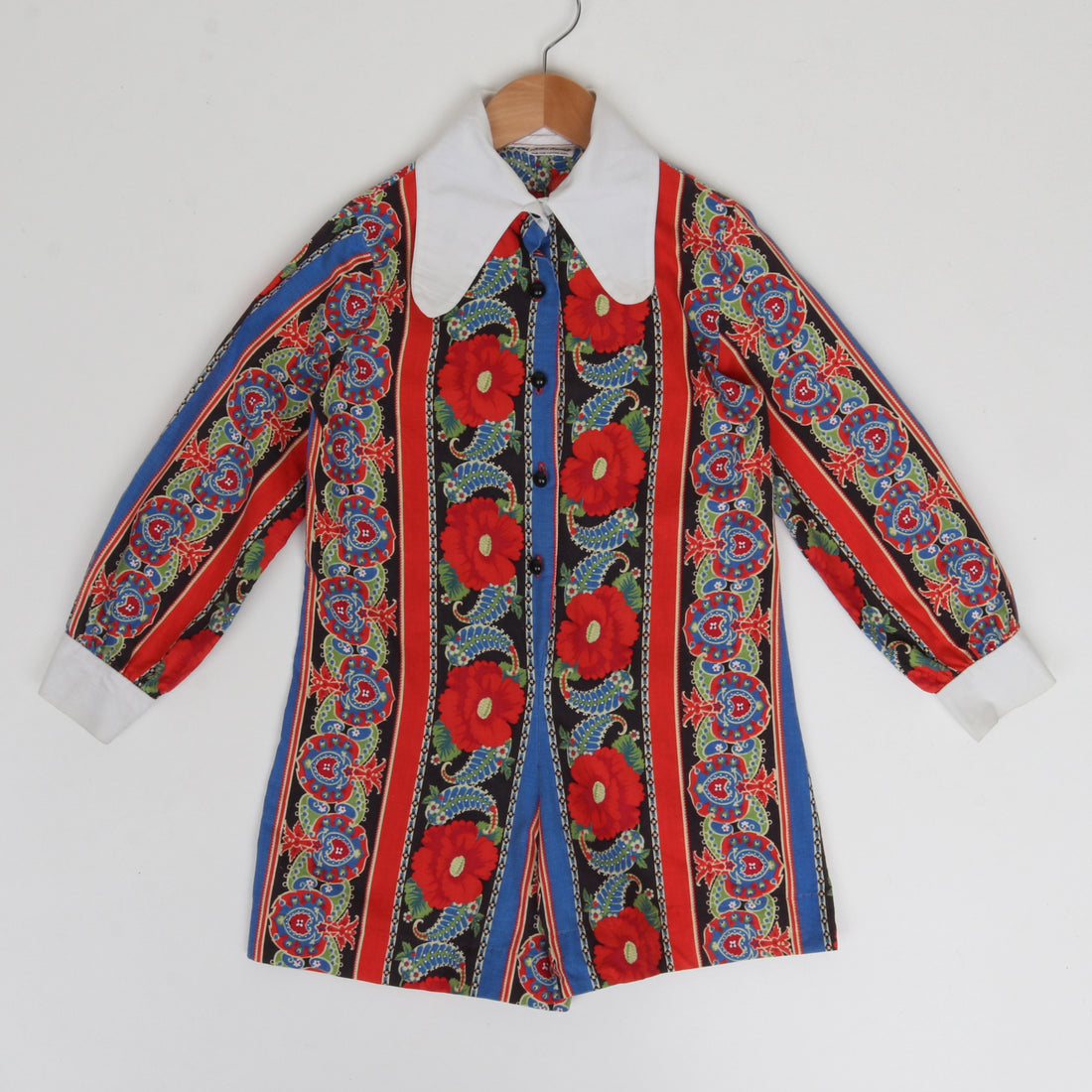 70s Printed Shorts Romper Size 8-10