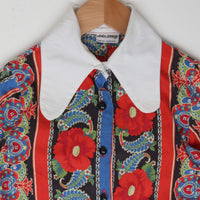 70s Printed Shorts Romper Size 8-10