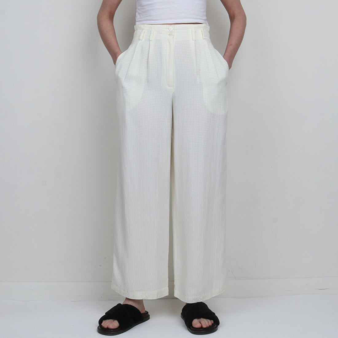 Pale Yellow Wide Leg Pants S