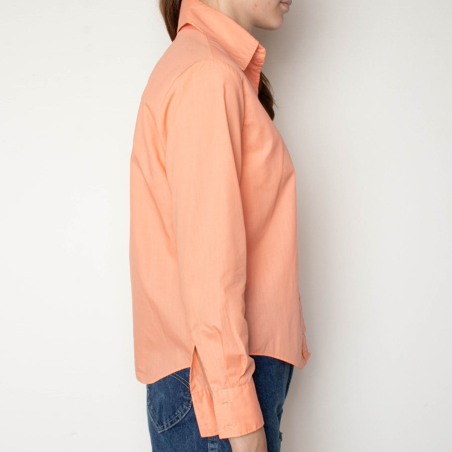 70s Peach Dagger Collar Blouse