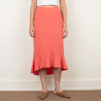 Guava Linen Midi Skirt