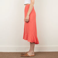 Guava Linen Midi Skirt