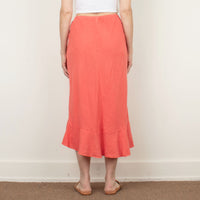 Guava Linen Midi Skirt