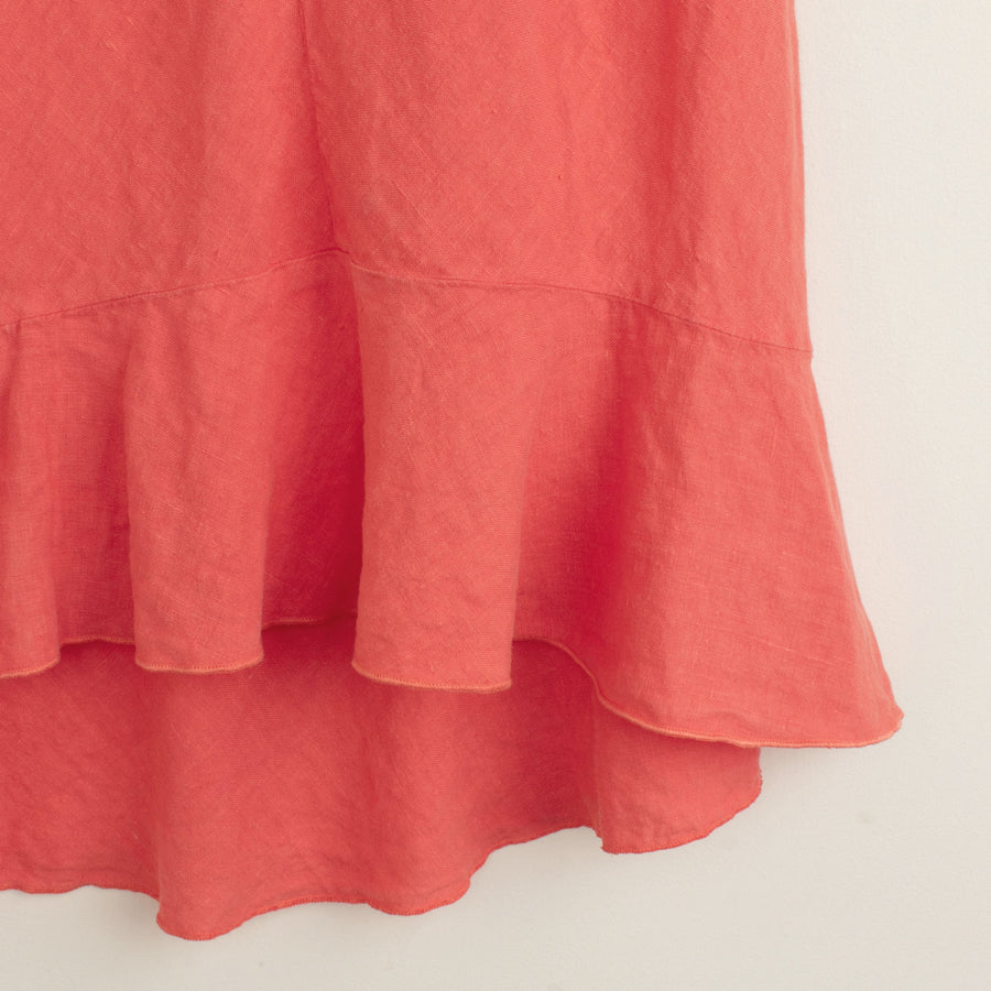 Guava Linen Midi Skirt