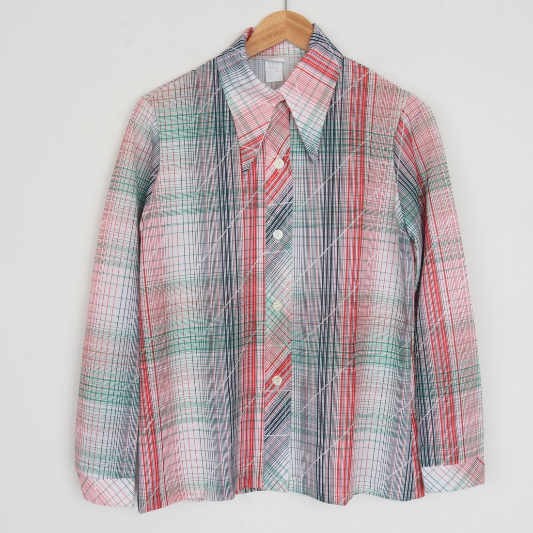 70s Dagger Collar Plaid Shirt