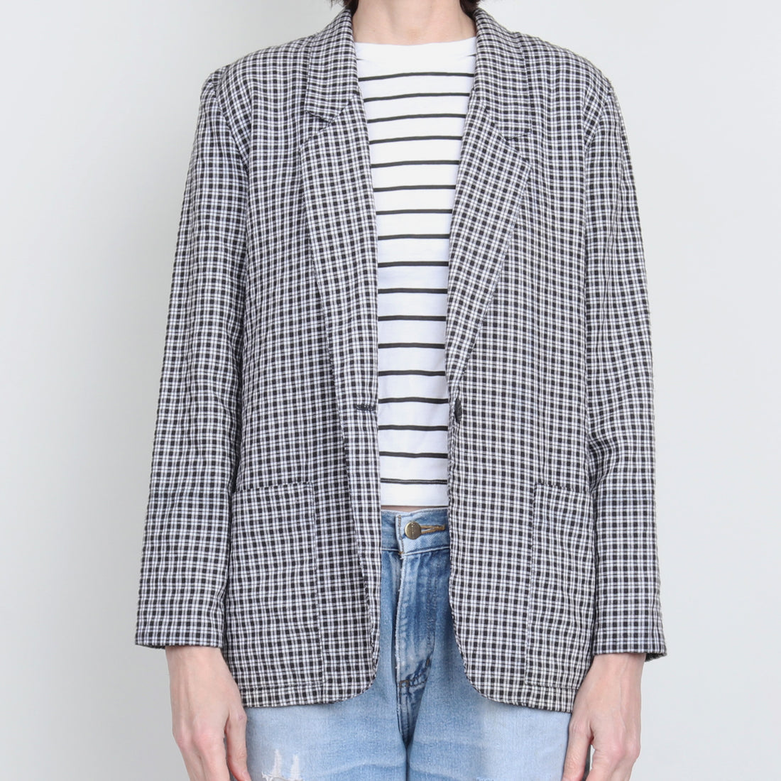 Lightweight Plaid Blazer