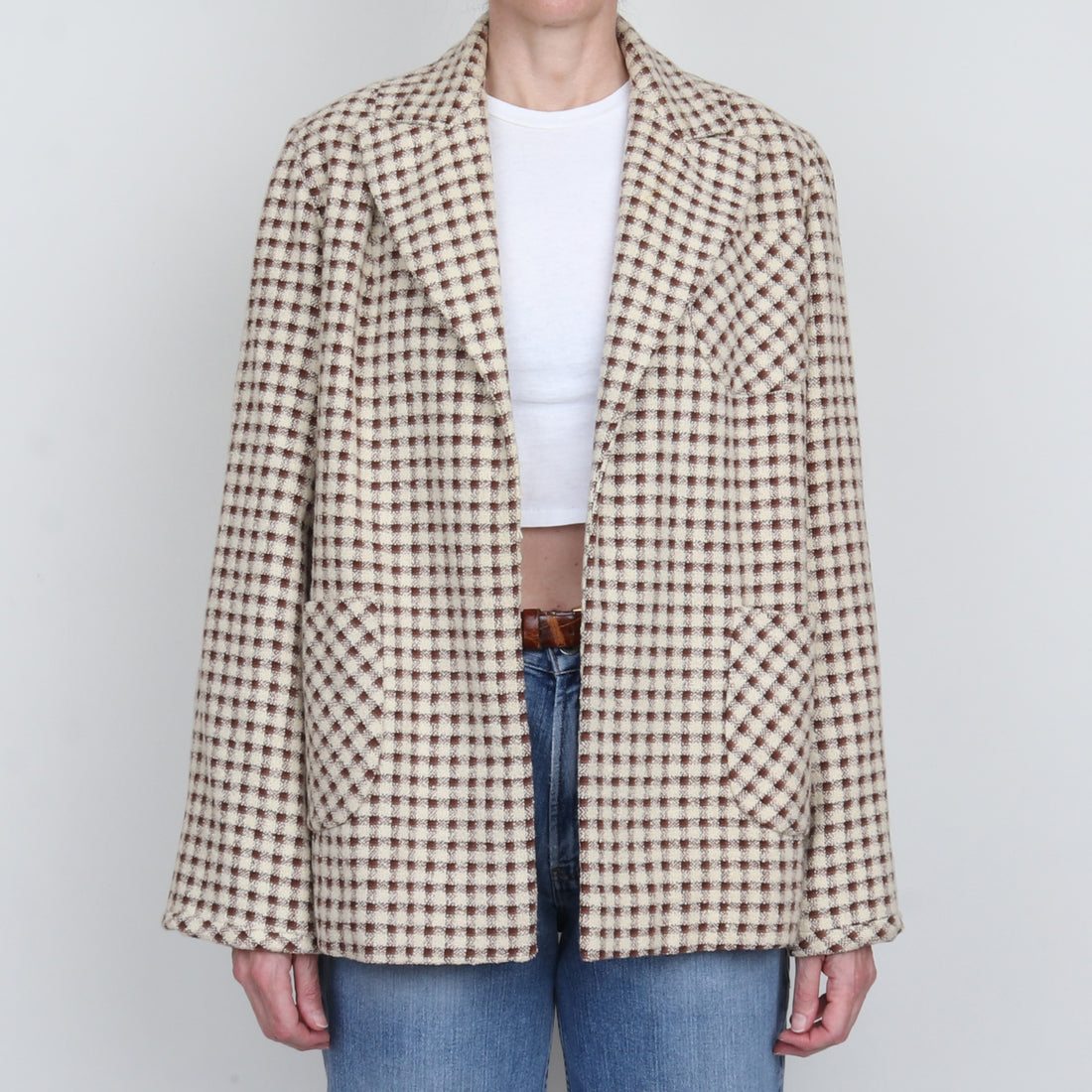 1960s Gingham Plaid Wool Jacket