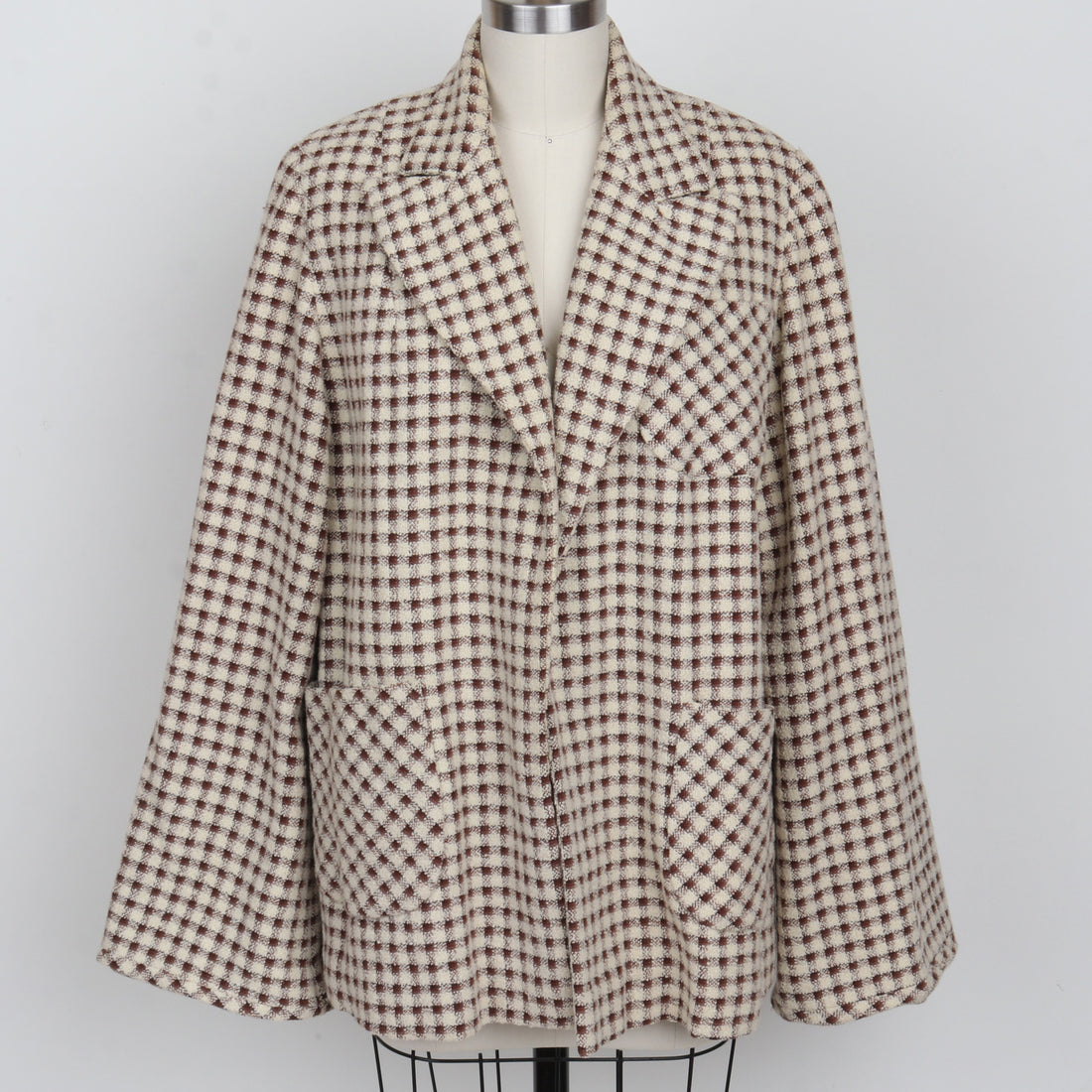 1960s Gingham Plaid Wool Jacket