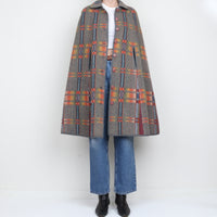 Plaid Wool Cape Coat