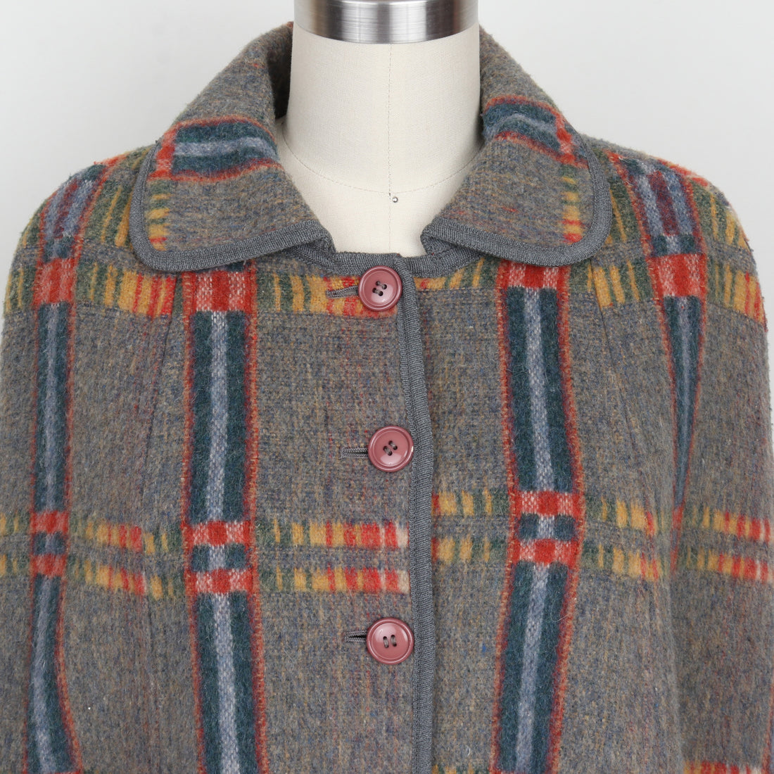 Plaid Wool Cape Coat