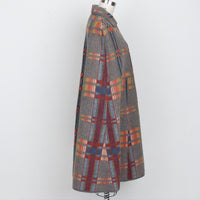 Plaid Wool Cape Coat