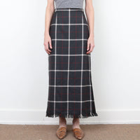 Plaid Wool Maxi Skirt