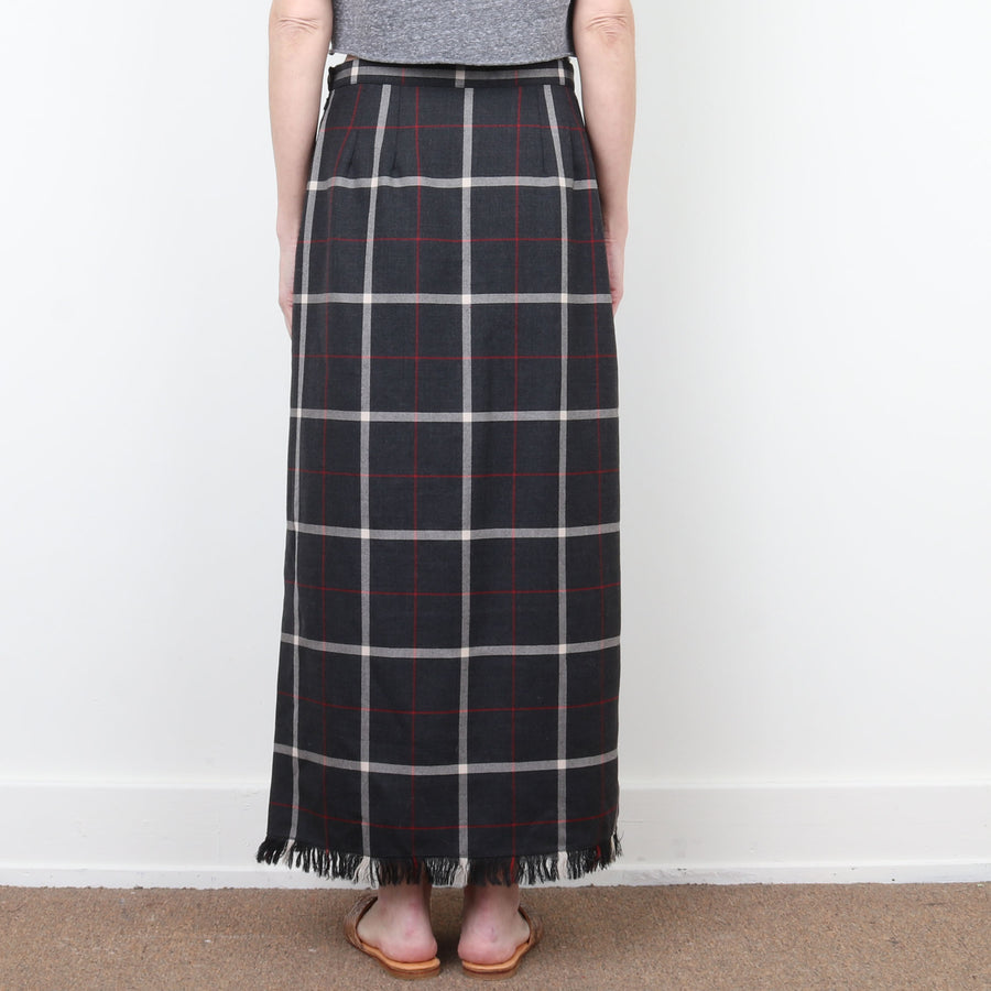 Plaid Wool Maxi Skirt