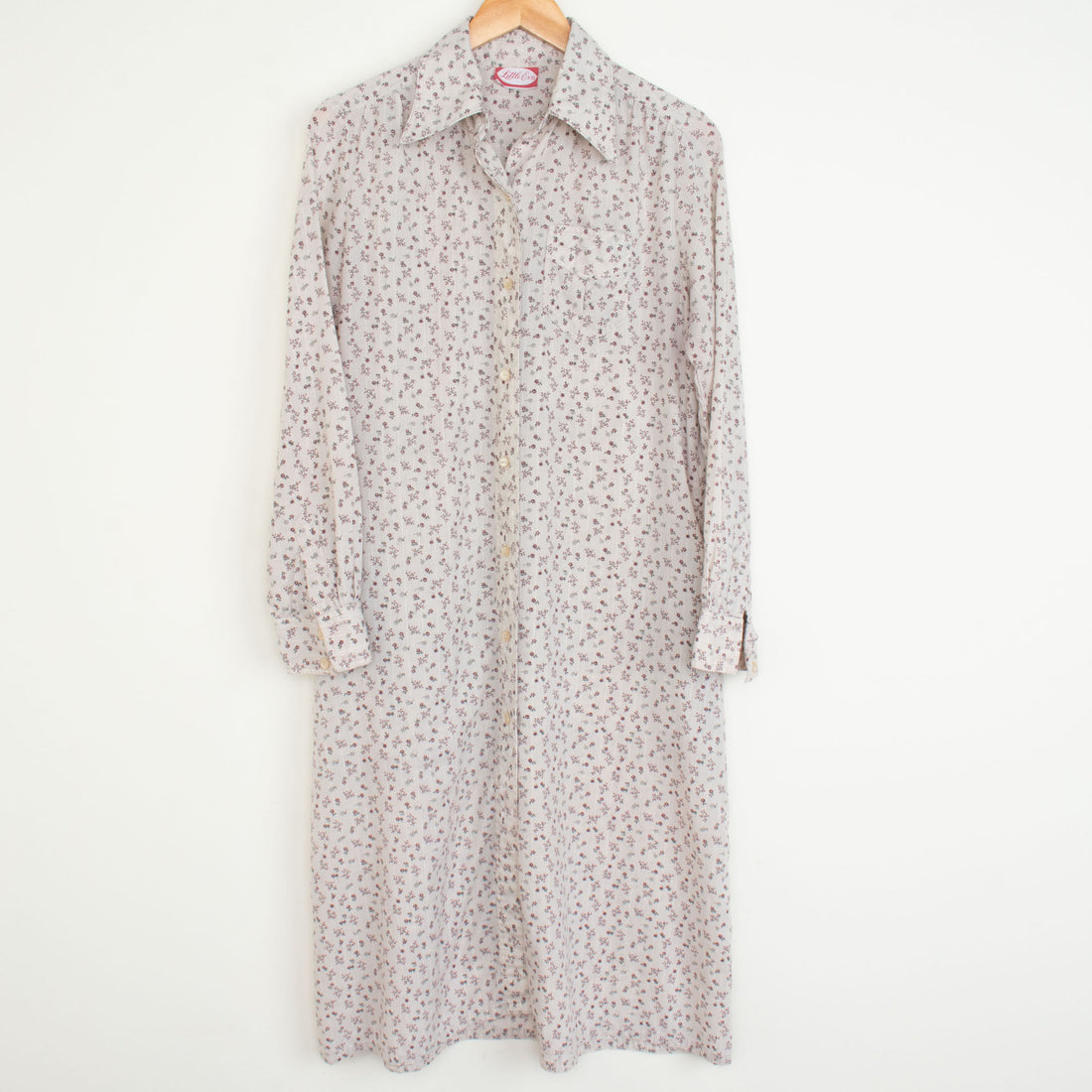 70s Floral Cotton Midi Shirtdress