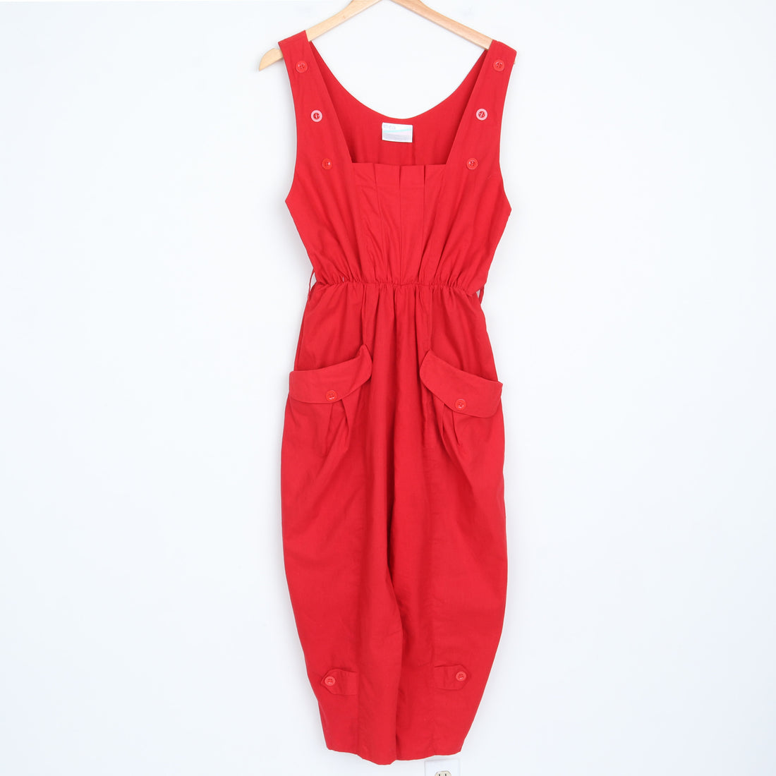 80s Red Crop Jumpsuit