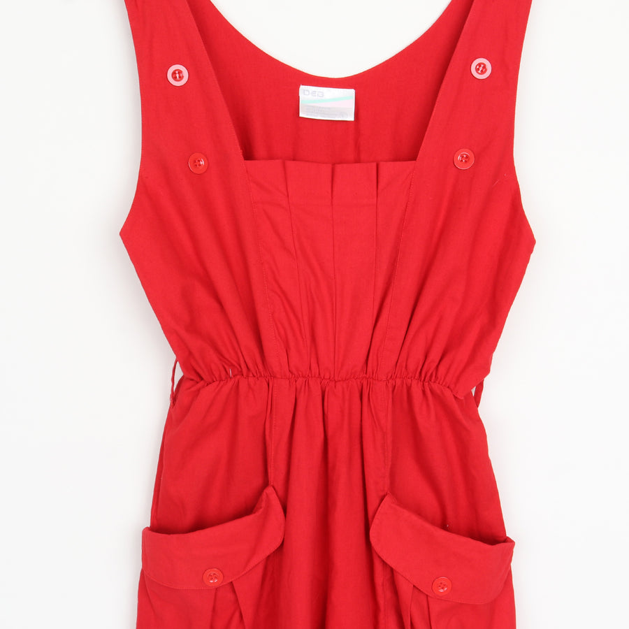 80s Red Crop Jumpsuit