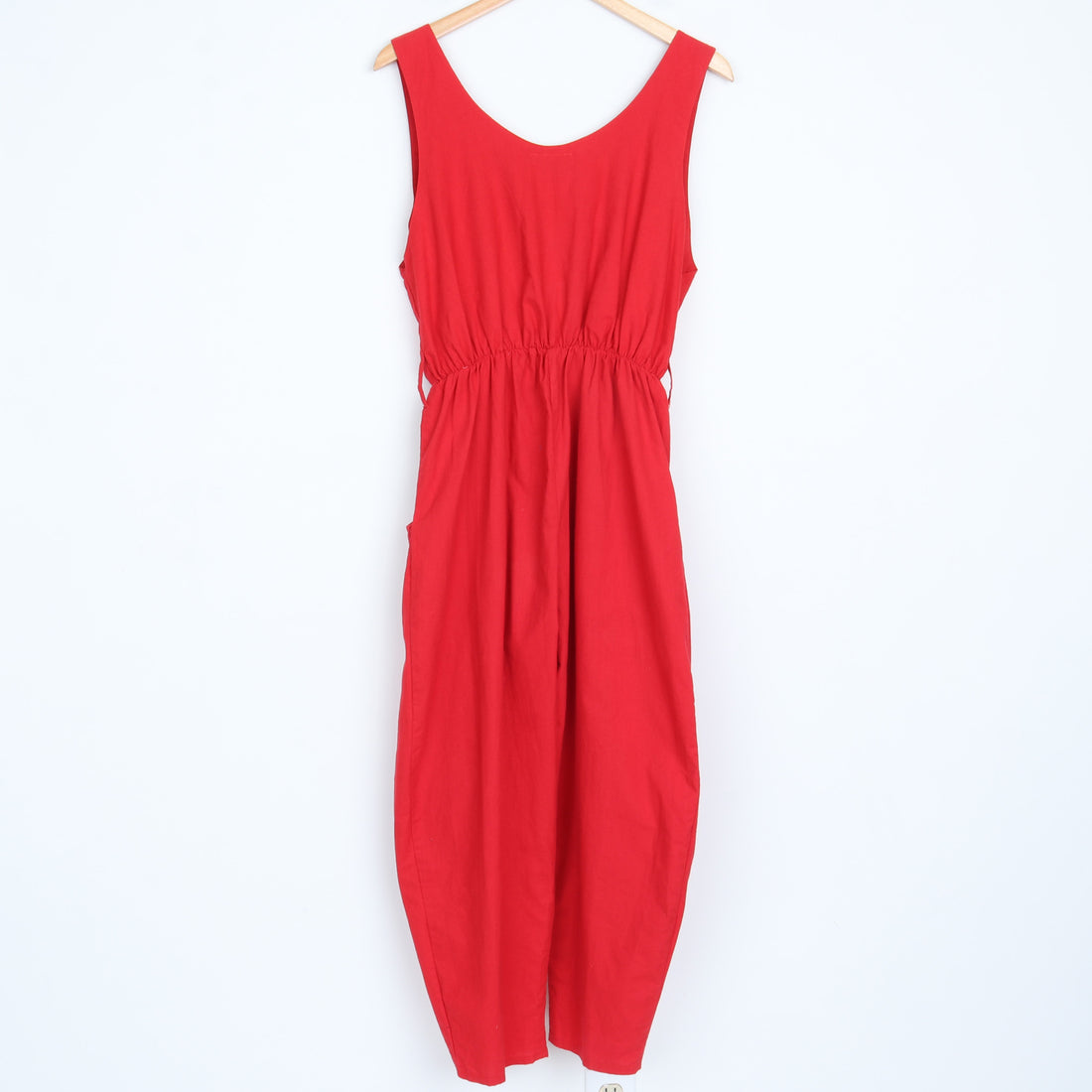 80s Red Crop Jumpsuit