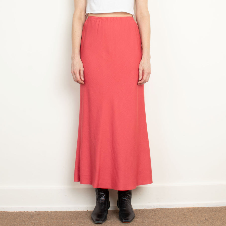 Red Linen Maxi Skirt