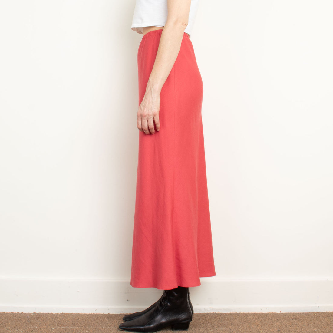 Red Linen Maxi Skirt