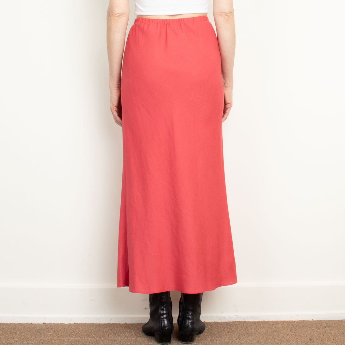 Red Linen Maxi Skirt