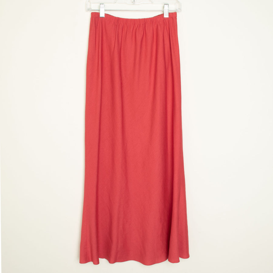 Red Linen Maxi Skirt