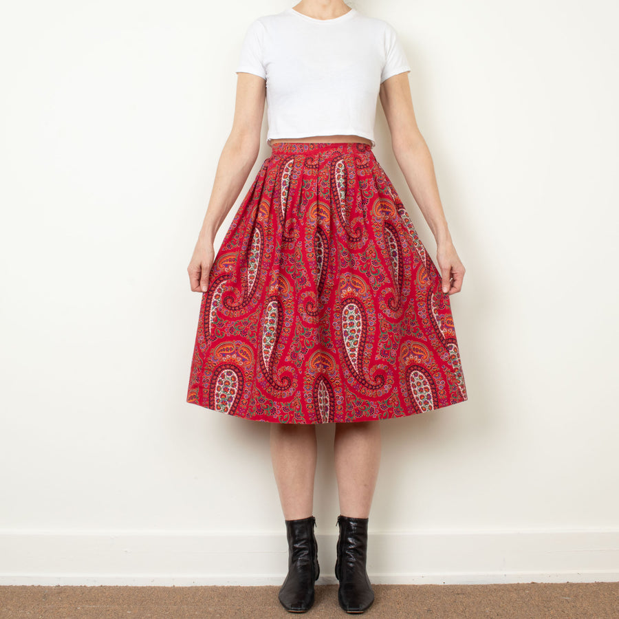 Paisley Cotton Midi Skirt