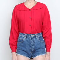 Red Peter Pan Collar Blouse