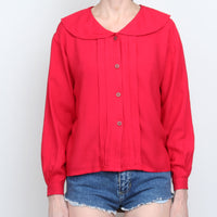 Red Peter Pan Collar Blouse