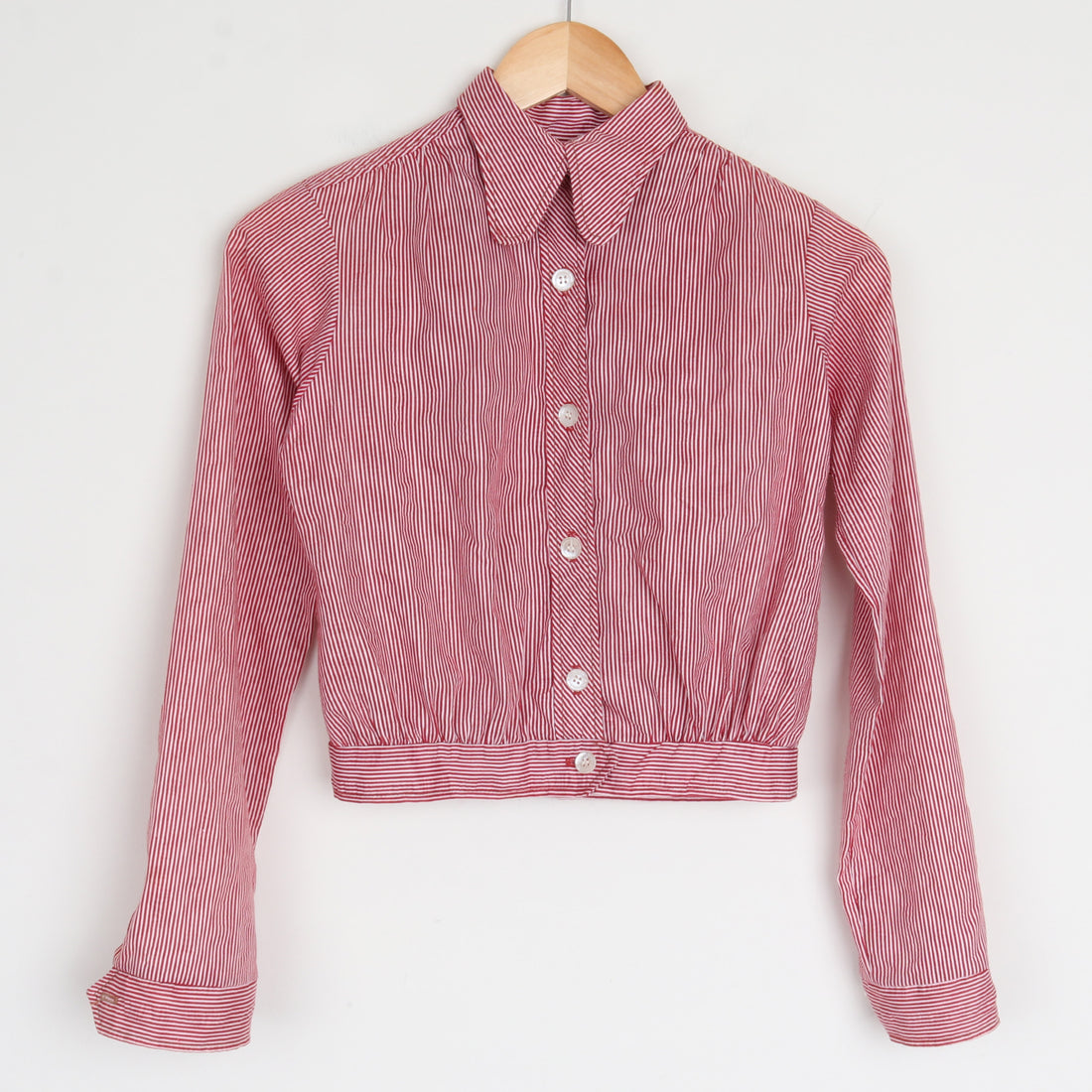 70s Red Stripe Crop Shirt