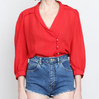 Red Stripe Asymmetrical Blouse
