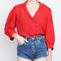 Red Stripe Asymmetrical Blouse